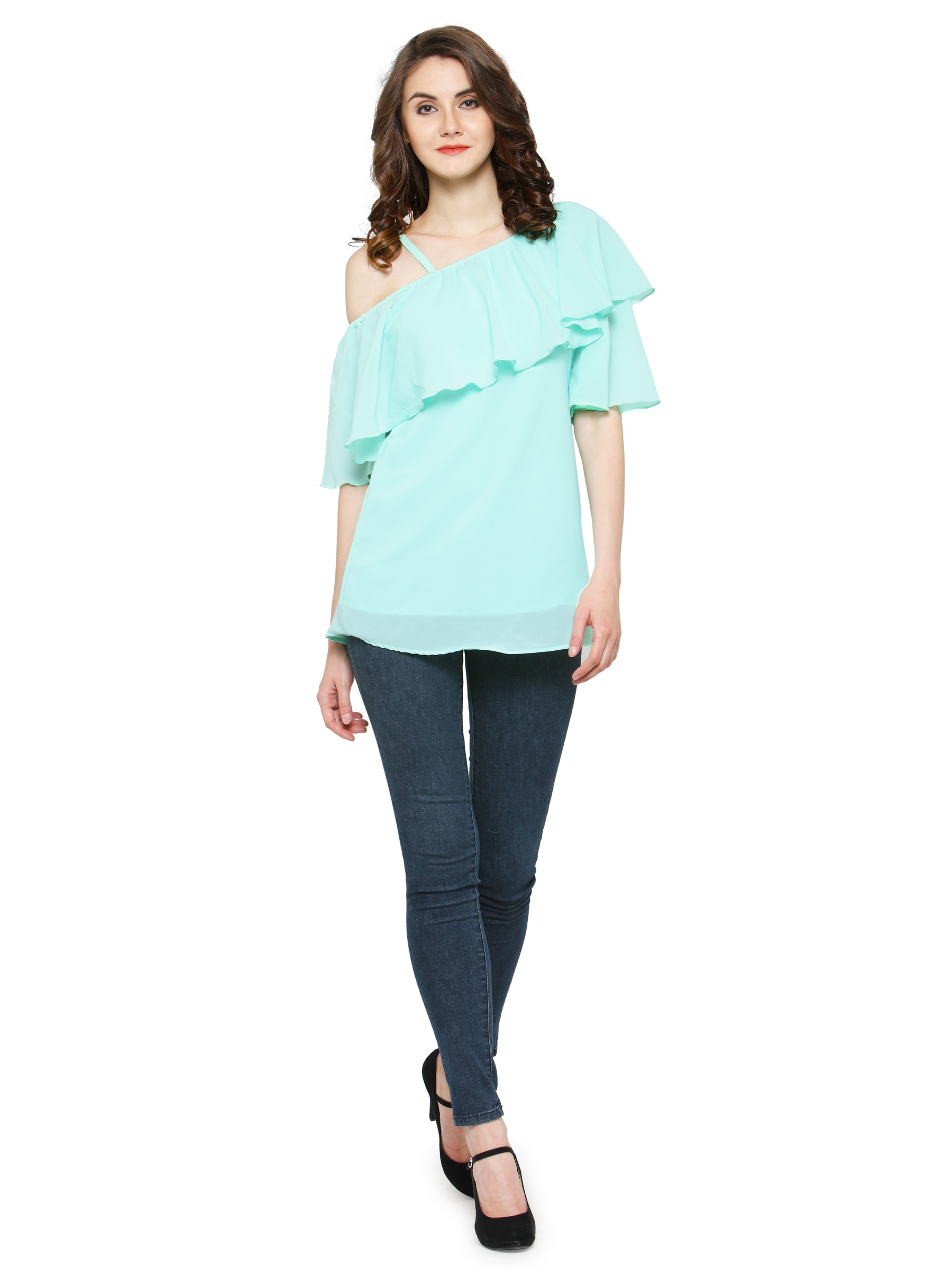 LOST IN SEA GREEN CAPE SLEEVES REGULAR TOP